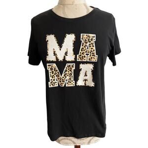 PositiveTees Mama Short Sleeve Black T-shirt Medium